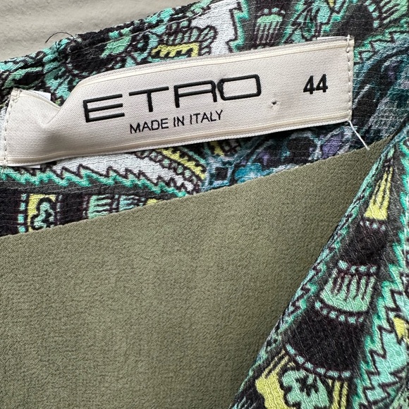 Etro Silk Dress,abstract print,short sleeve,half button,back zip,midi - Picture 4 of 14